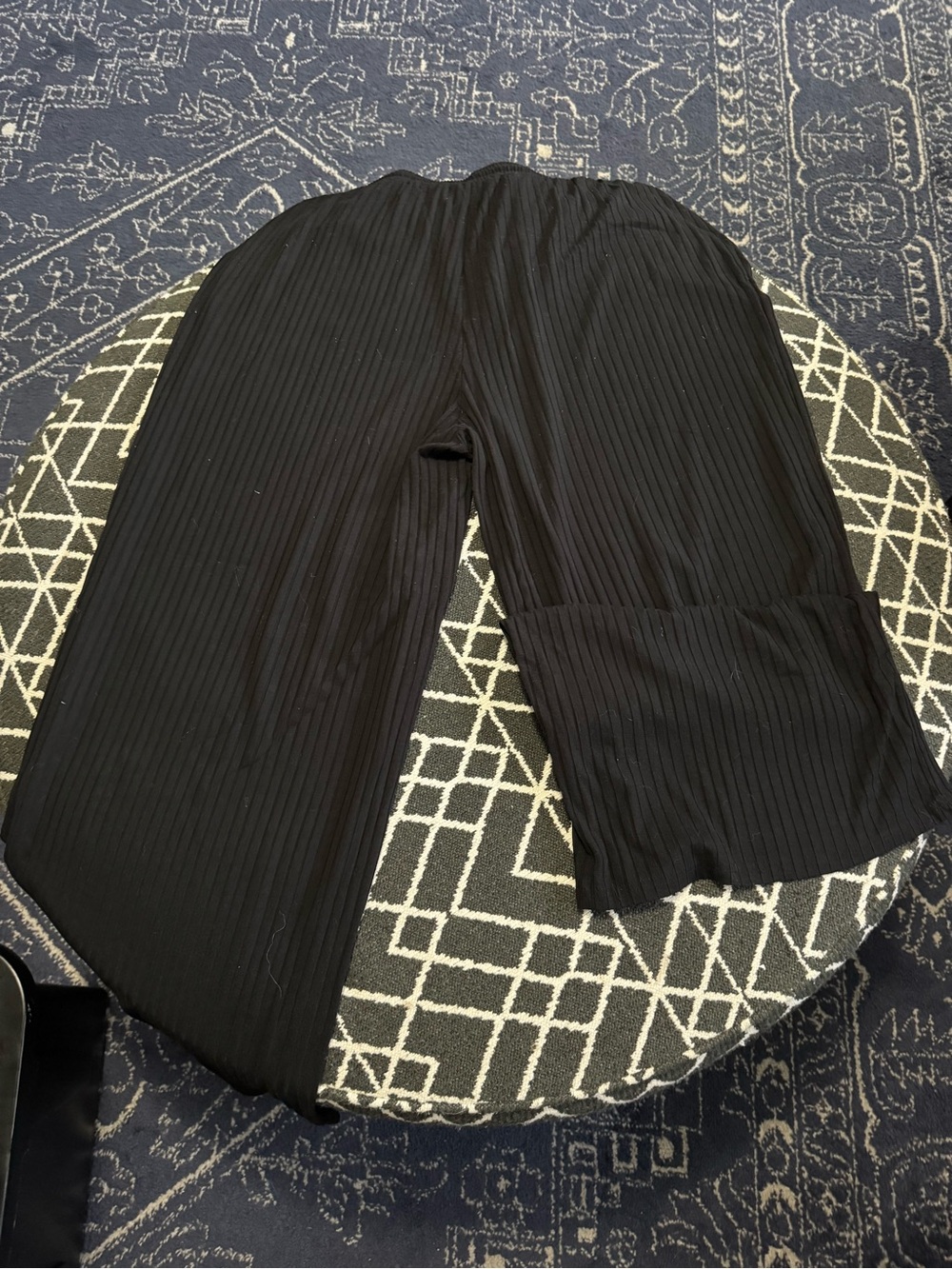 SHEIN Curve 3X Black Ribbed Wide Leg Lounge Pants Soft Knit Relaxed Fit - Picture 3 of 4